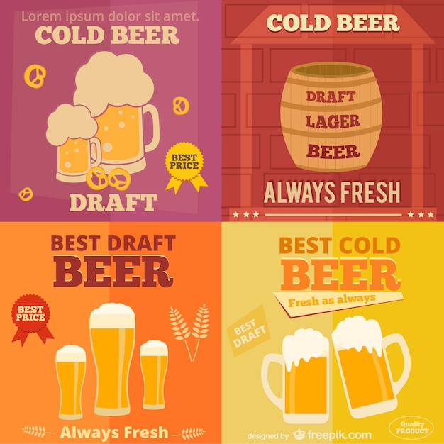 Flat design of beer ads