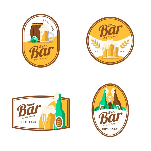 Flat design beer bar label template