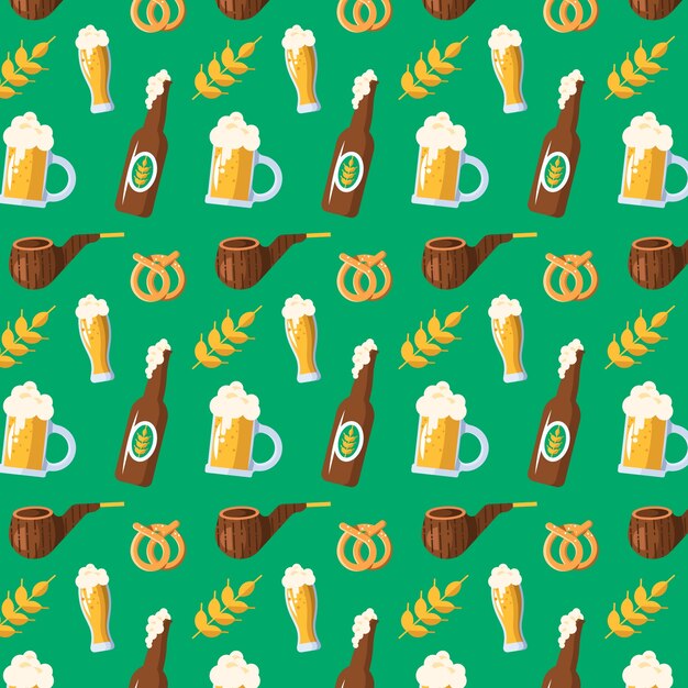 Flat design beer bar pattern design