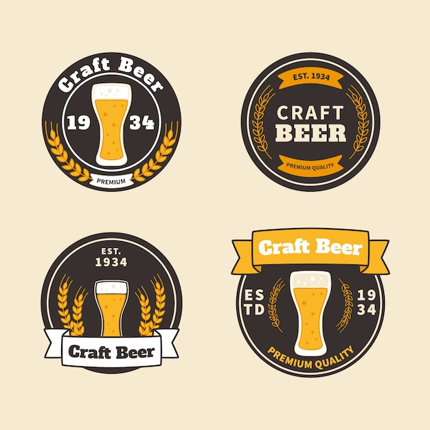Vettore gratuito design piatto di etichette di birra