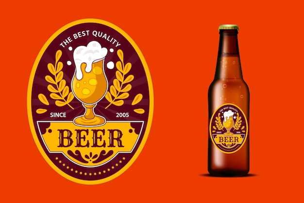 Vettore gratuito design piatto di etichette di birra
