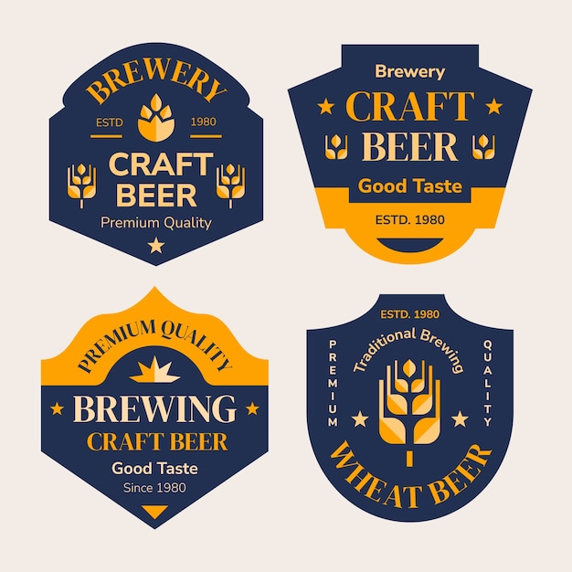 Free vector flat design beer labels design