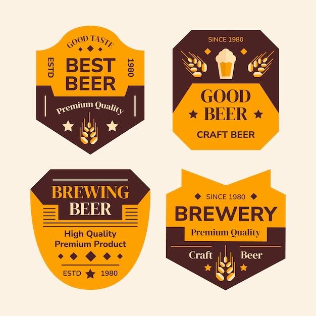 Flat design beer labels design