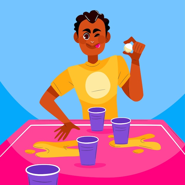 Free vector flat design beer pong illustration