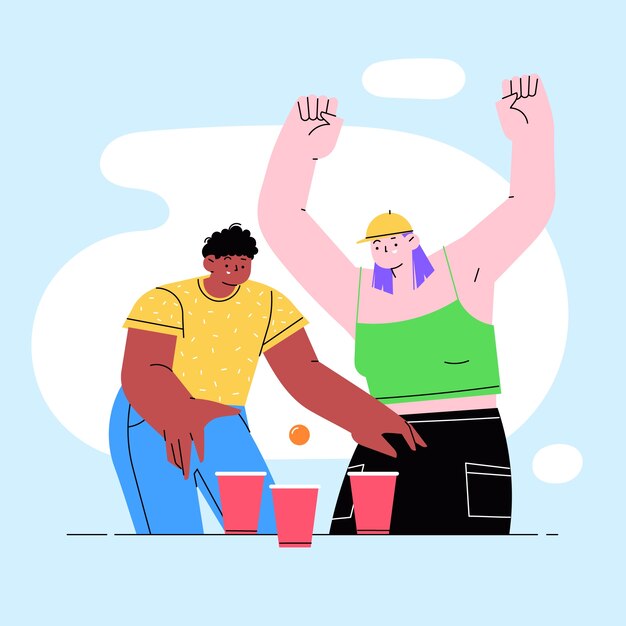 Flat design beer pong illustration