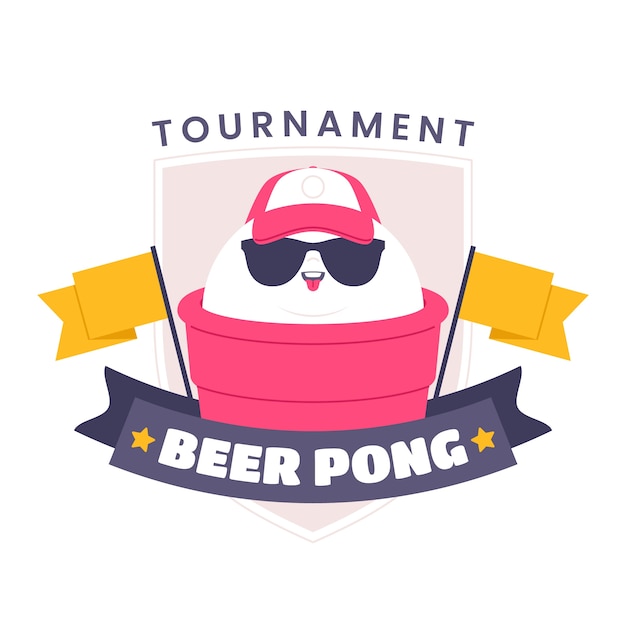 Design piatto del logo della birra pong