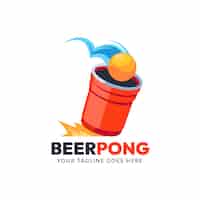 Vettore gratuito logo birra pong design piatto