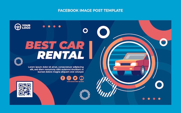 Flat design best car rental facebook post