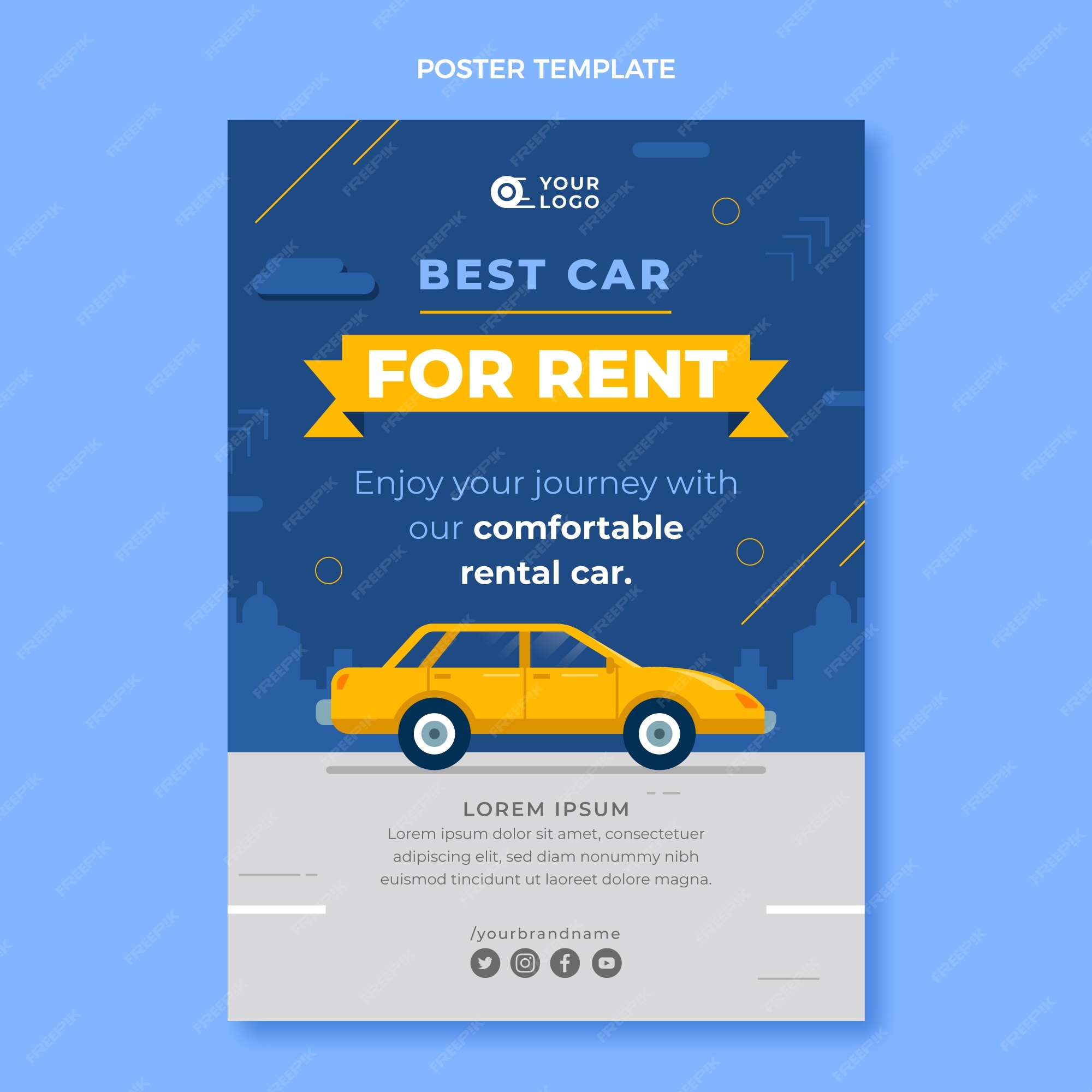 Free Vector Flat design best car rental poster template