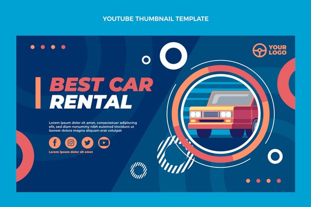 Миниатюра лучшего проката автомобилей в плоском дизайне на youtube