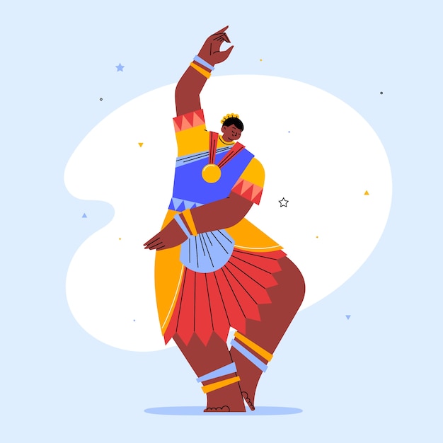 Vettore gratuito illustrazione di bharatanatyam design piatto