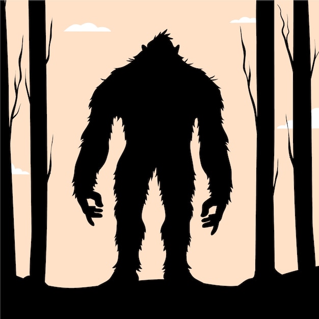 Flat design bigfoot silhouette