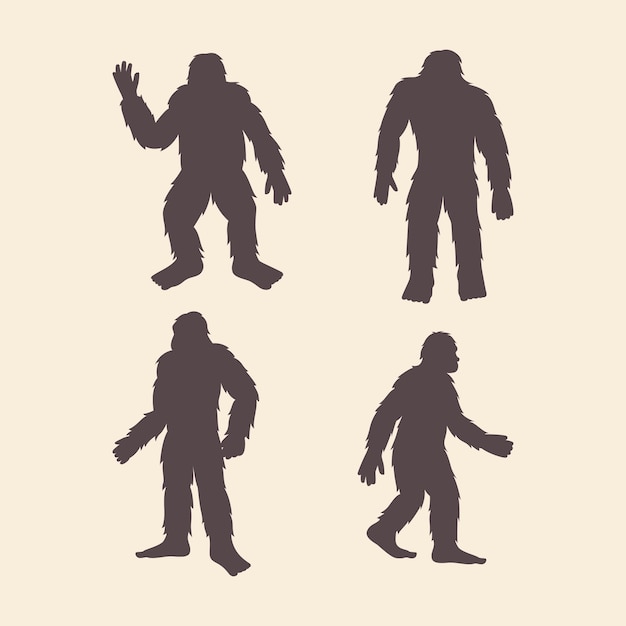 Free vector flat design bigfoot silhouettes