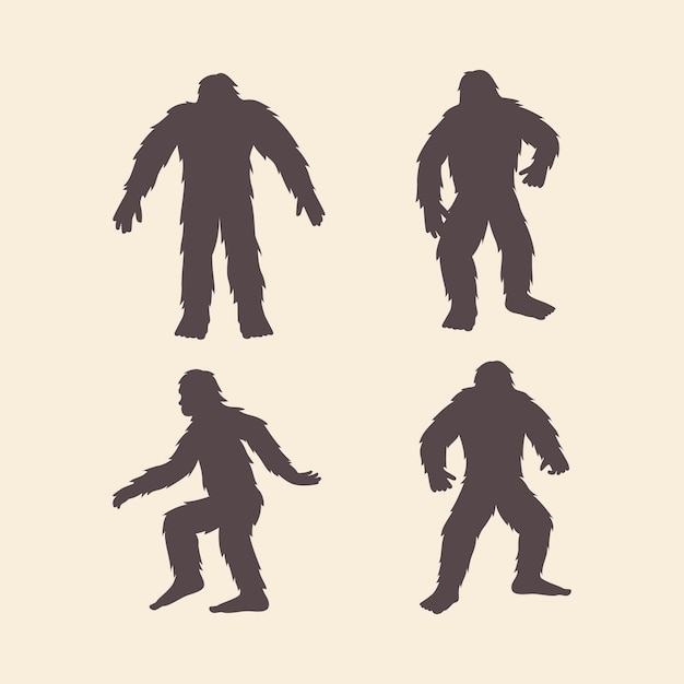 Free vector flat design bigfoot silhouettes