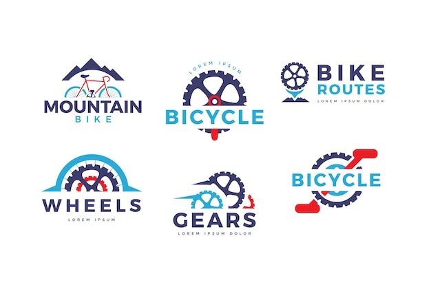 Коллекция логотипов велосипедов в плоском дизайне