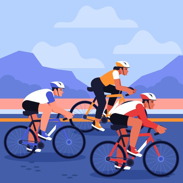 Flat design bike race illustration