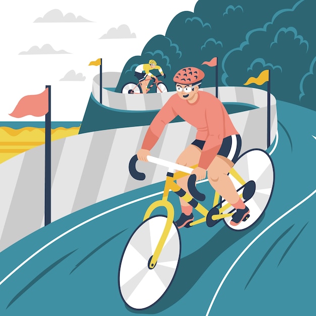 Flat design bike race illustration
