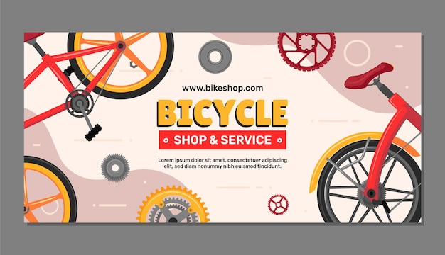 Шаблон баннера продажи в магазине велосипедов с плоским дизайном