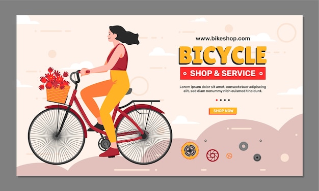 Vettore gratuito template di webinar per negozi di biciclette a disegno piatto