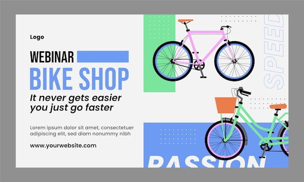 Flat design bike shop  webinar template