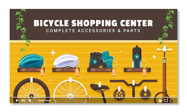 Vettore gratuito miniatura di un negozio di biciclette flat design youtube