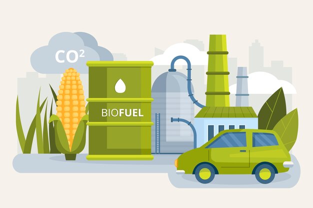 Иллюстрация биотоплива в плоском дизайне