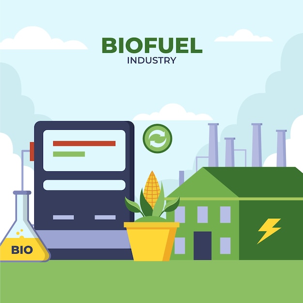 Иллюстрация биотоплива в плоском дизайне