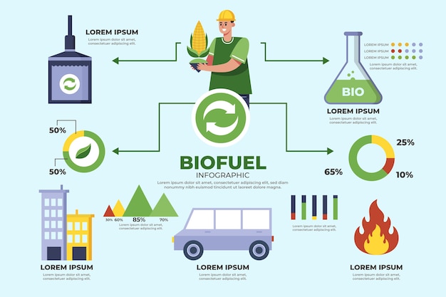 Infografica per biocarburanti dal design piatto