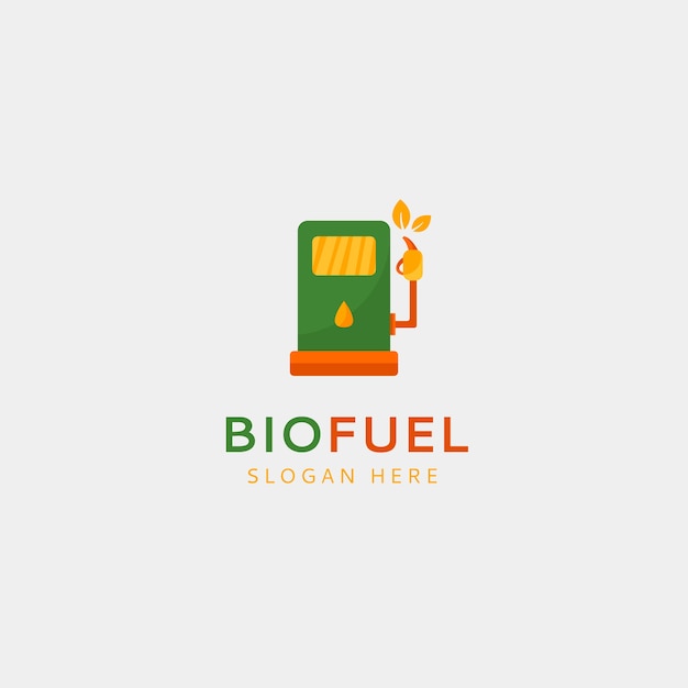 Vettore gratuito modello di logo di biocarburanti dal design piatto