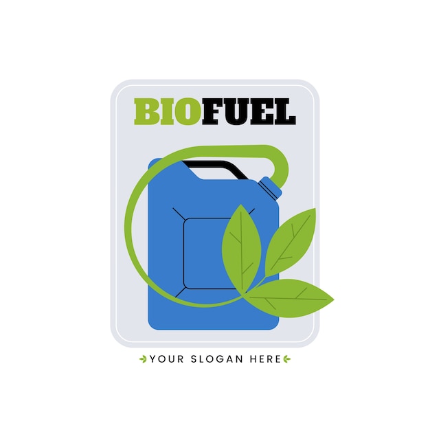 Vettore gratuito modello di logo di biocarburanti dal design piatto