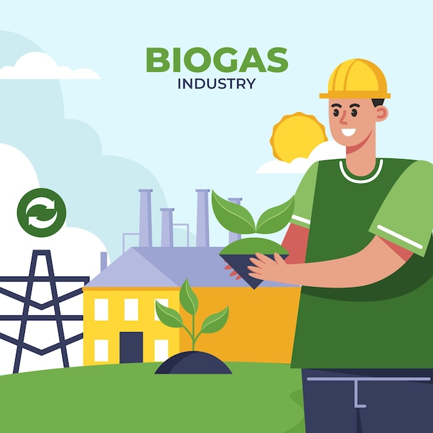 Illustrazione di biogas design piatto