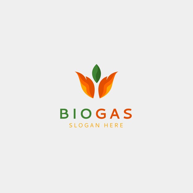 Шаблон логотипа биогаза в плоском дизайне