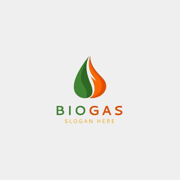 Шаблон логотипа биогаза в плоском дизайне