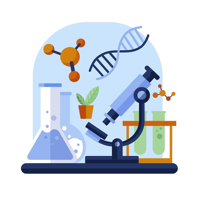 免费矢量平面设计生物技术概念