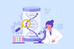 Free vector flat design biotechnology concept with scientist