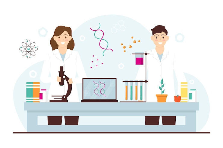 Free Vector flat design biotechnology concept