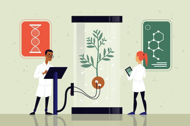 Flat design biotechnology concept