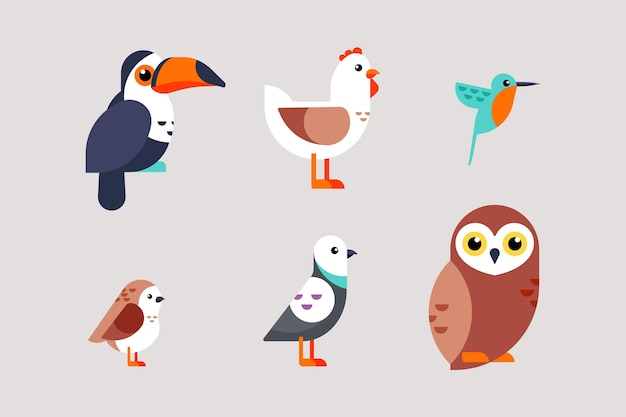 Free vector flat design birds collection