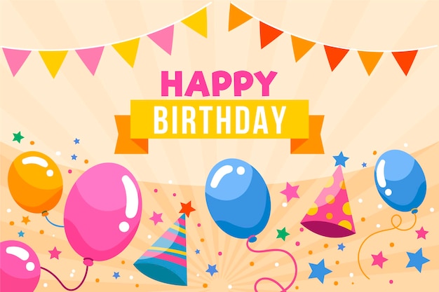 Free vector flat design birthday background theme