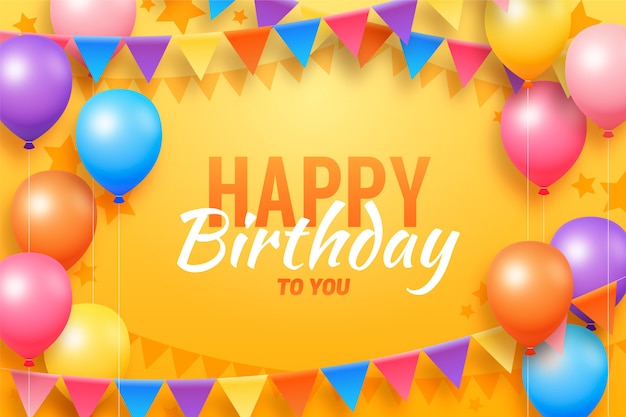 Flat design birthday background with balloons