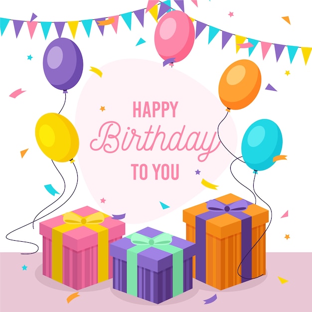 Free vector flat design birthday background