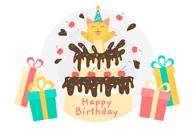 Free vector flat design birthday background