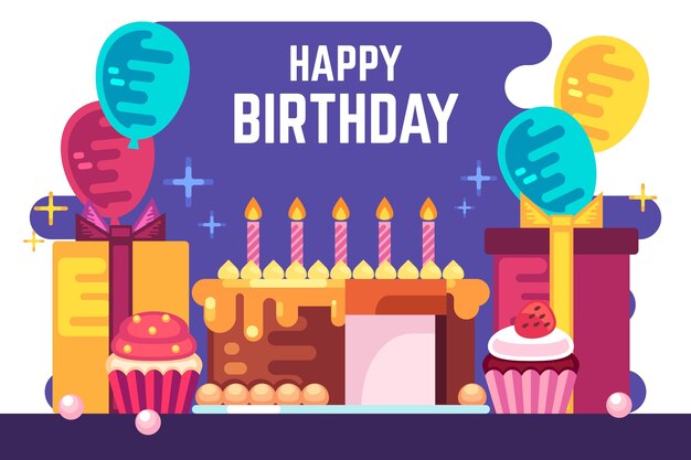 Flat design birthday background