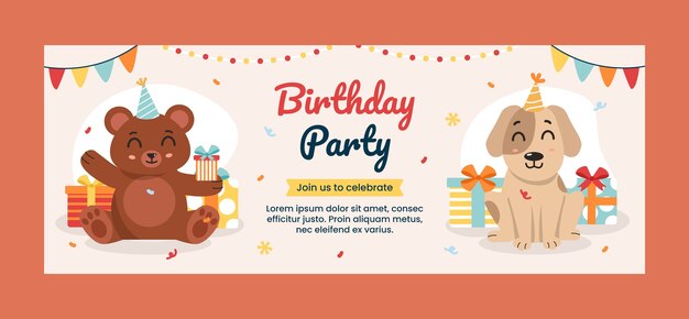flat design birthday celebration  facebook cover