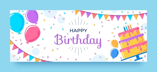 Free vector flat design birthday celebration facebook cover