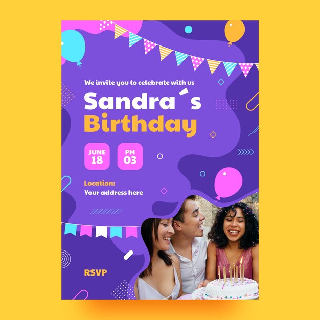 Flat design birthday celebration  invitation