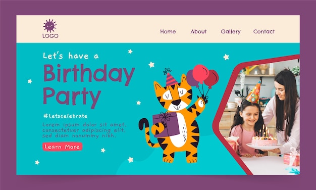 Free vector flat design birthday celebration landing page