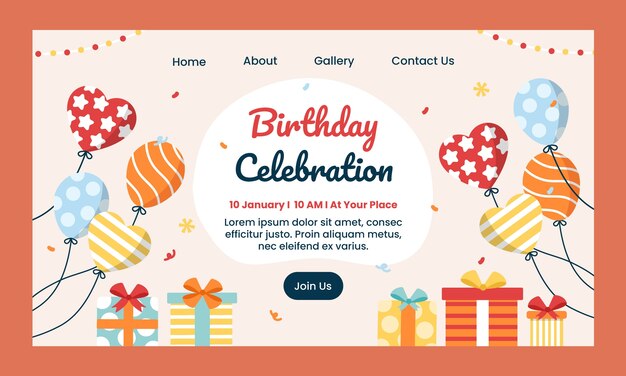 Flat design birthday celebration  landing page