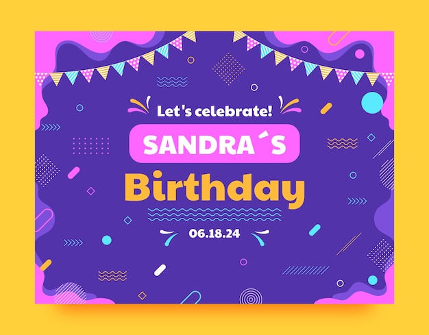 Free vector flat design birthday celebration  photocall