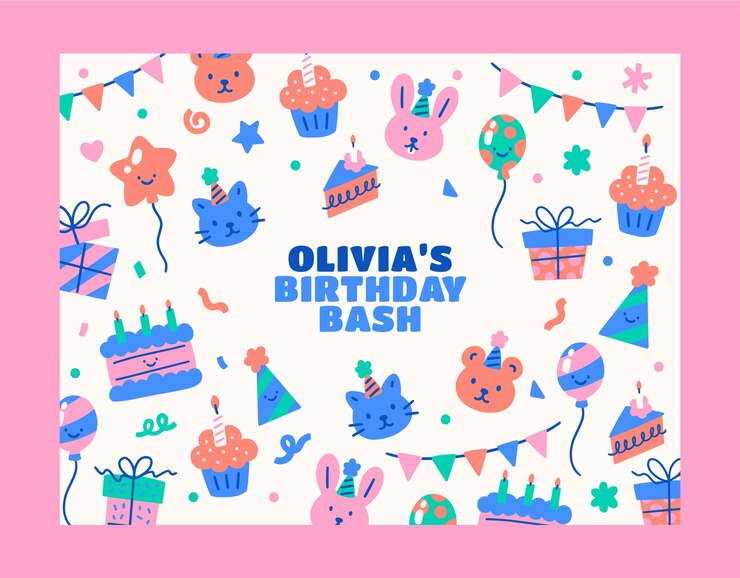 무료 Vector 평면 디자인 생일 축하 photocall